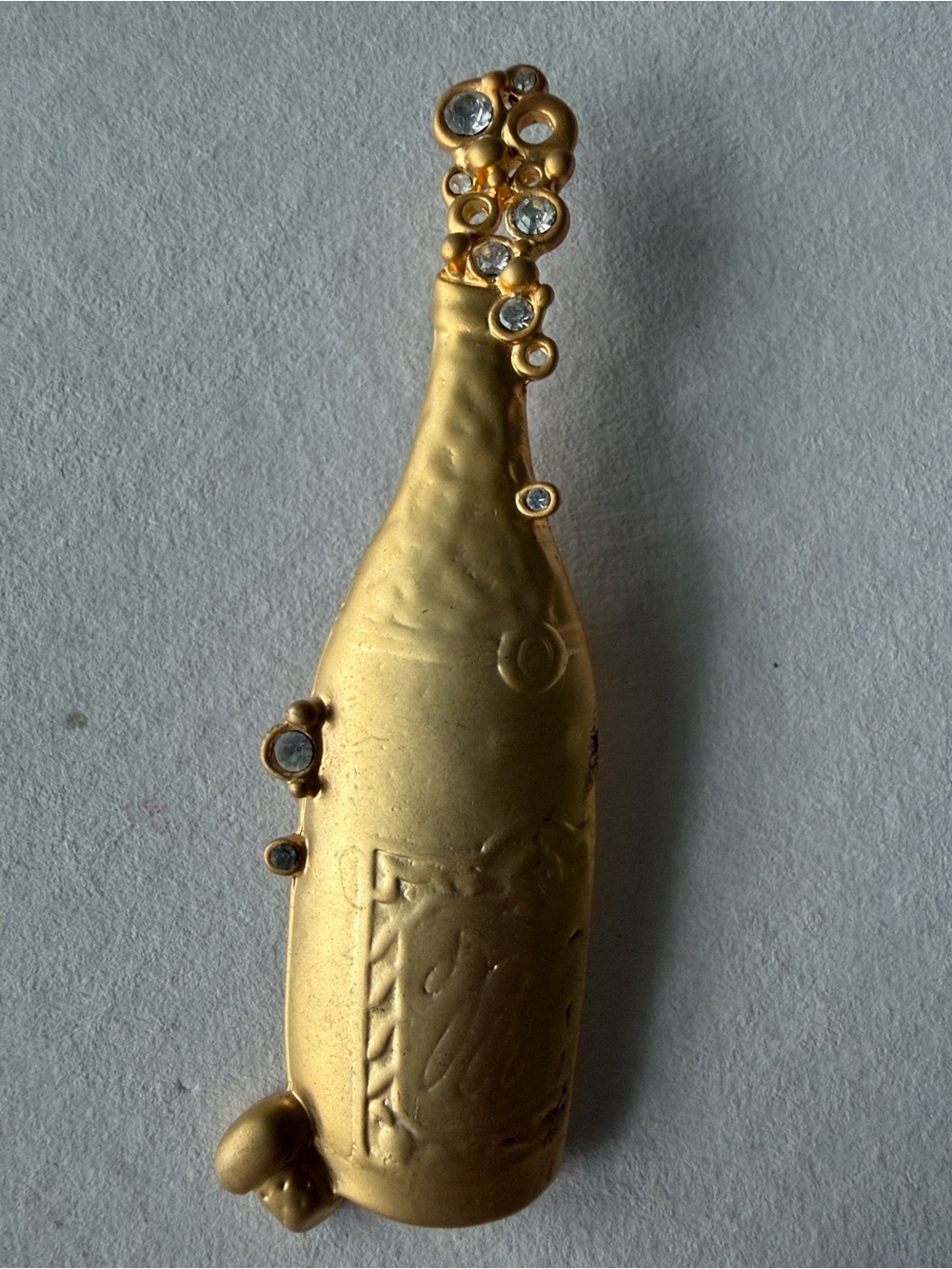 Gold-tone Champagne Bottle Pendant Necklace Charm